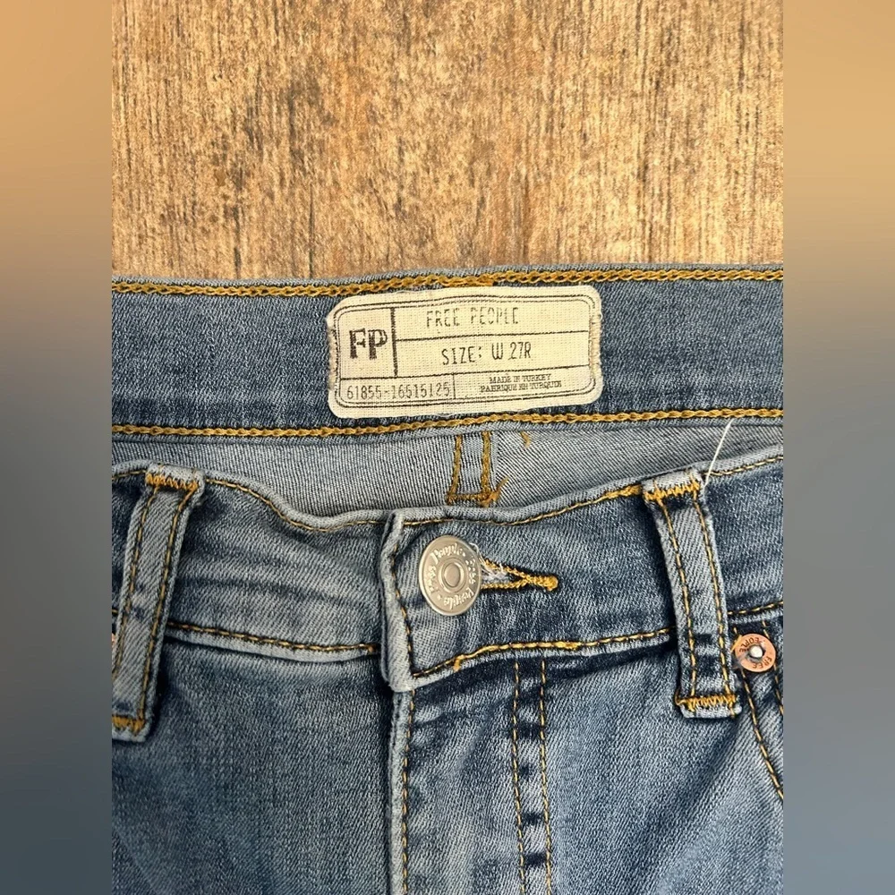FREE PEOPLE High Rise Busted Knee Mid Stone Blue Skinny Jeans - Picture 4 of 8
